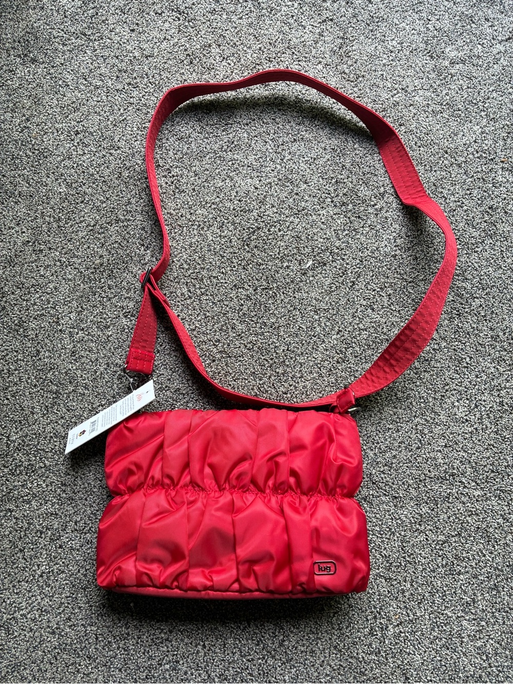 New With Tags Lug Flounce Poppy Red Crossbody Bag